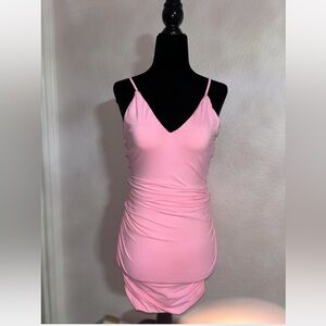 Tiger Mist Pink Ruched Mini Dress